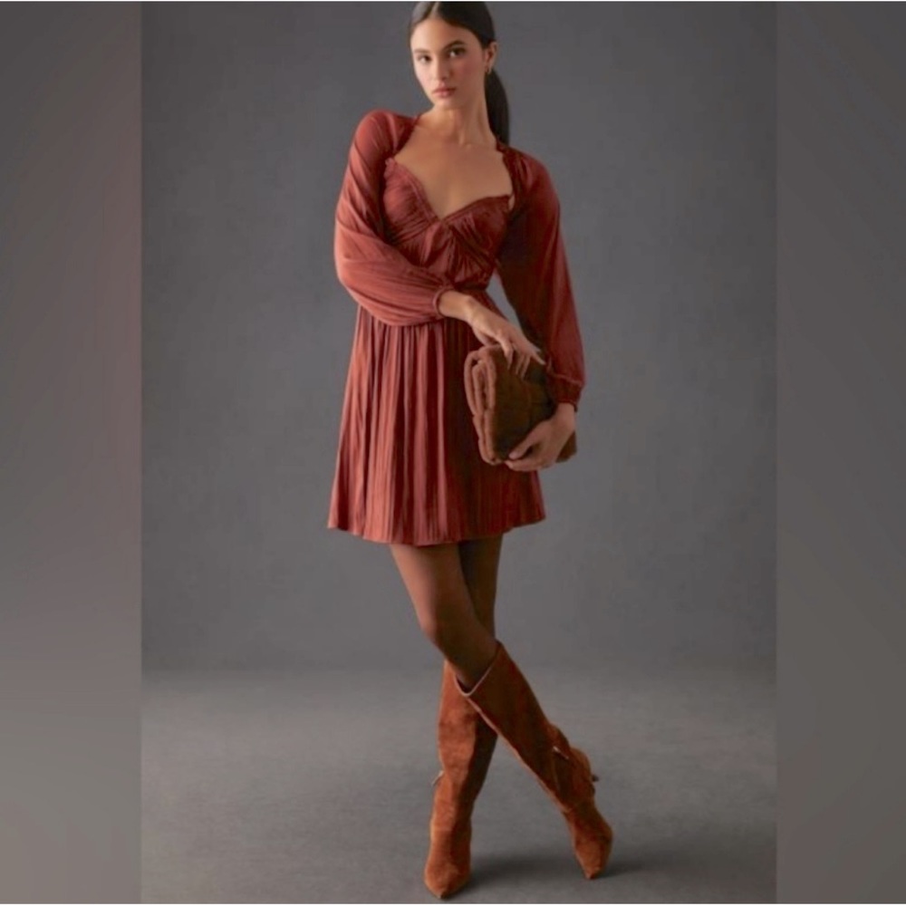 Shirred Cutout Mini Dress Anthropologie